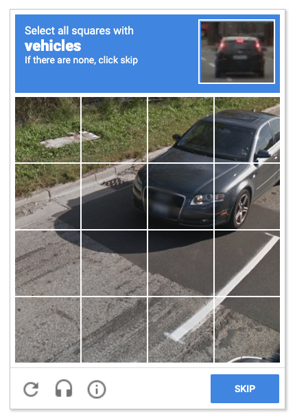 reCaptcha Puzzle Grid