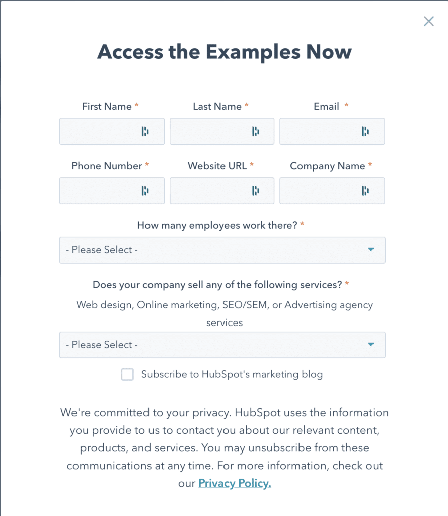 Signup form with 9 fields 