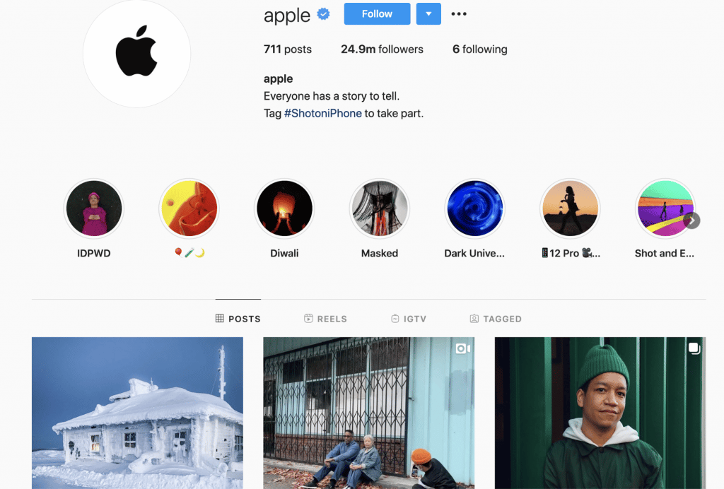 Apple's profile on instagram.