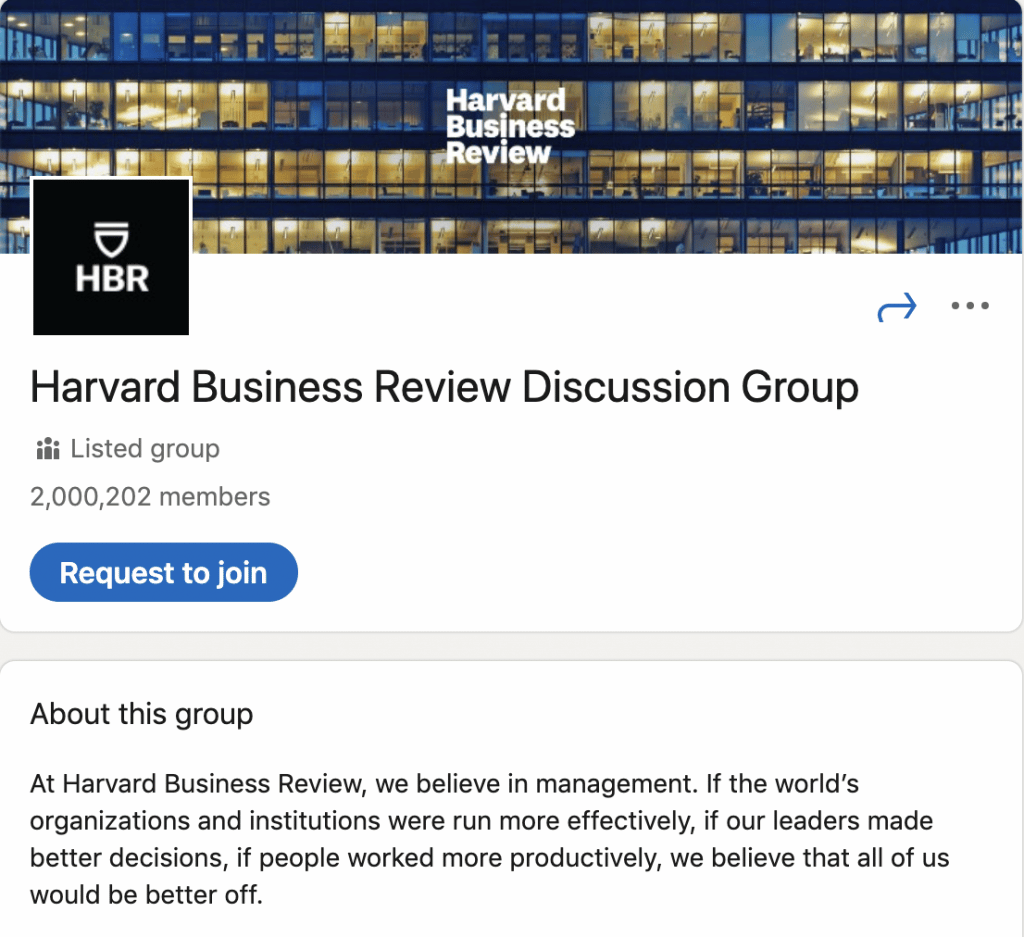 linkedin harvard business review group